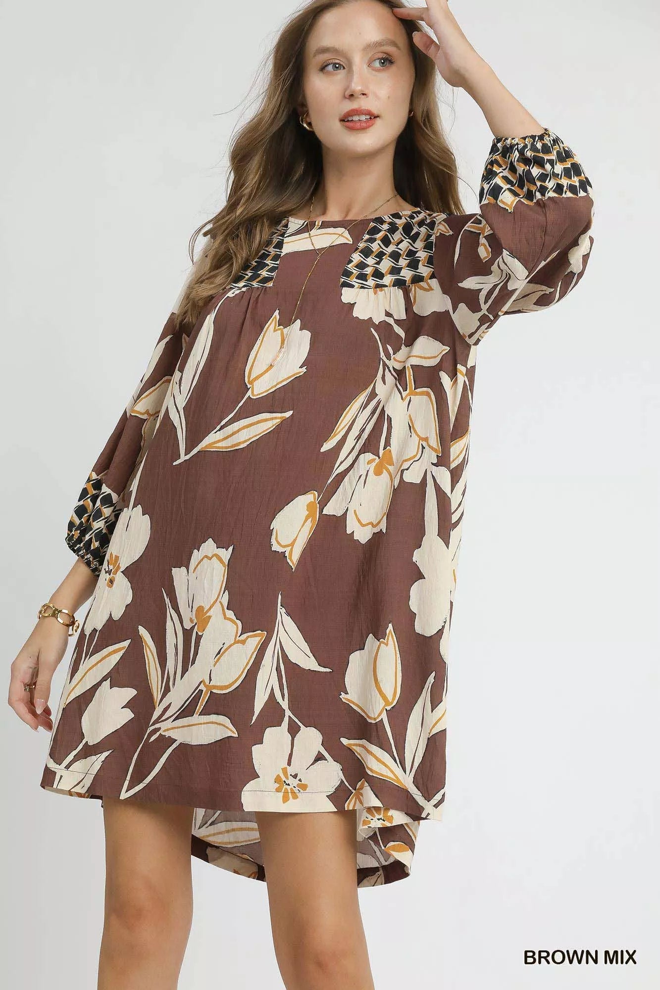 a42efb80-4ffe-442c-b4f1-9fd5228316de-Max-Origin Umgee Floral High-Low Babydoll Dress - Image 1
