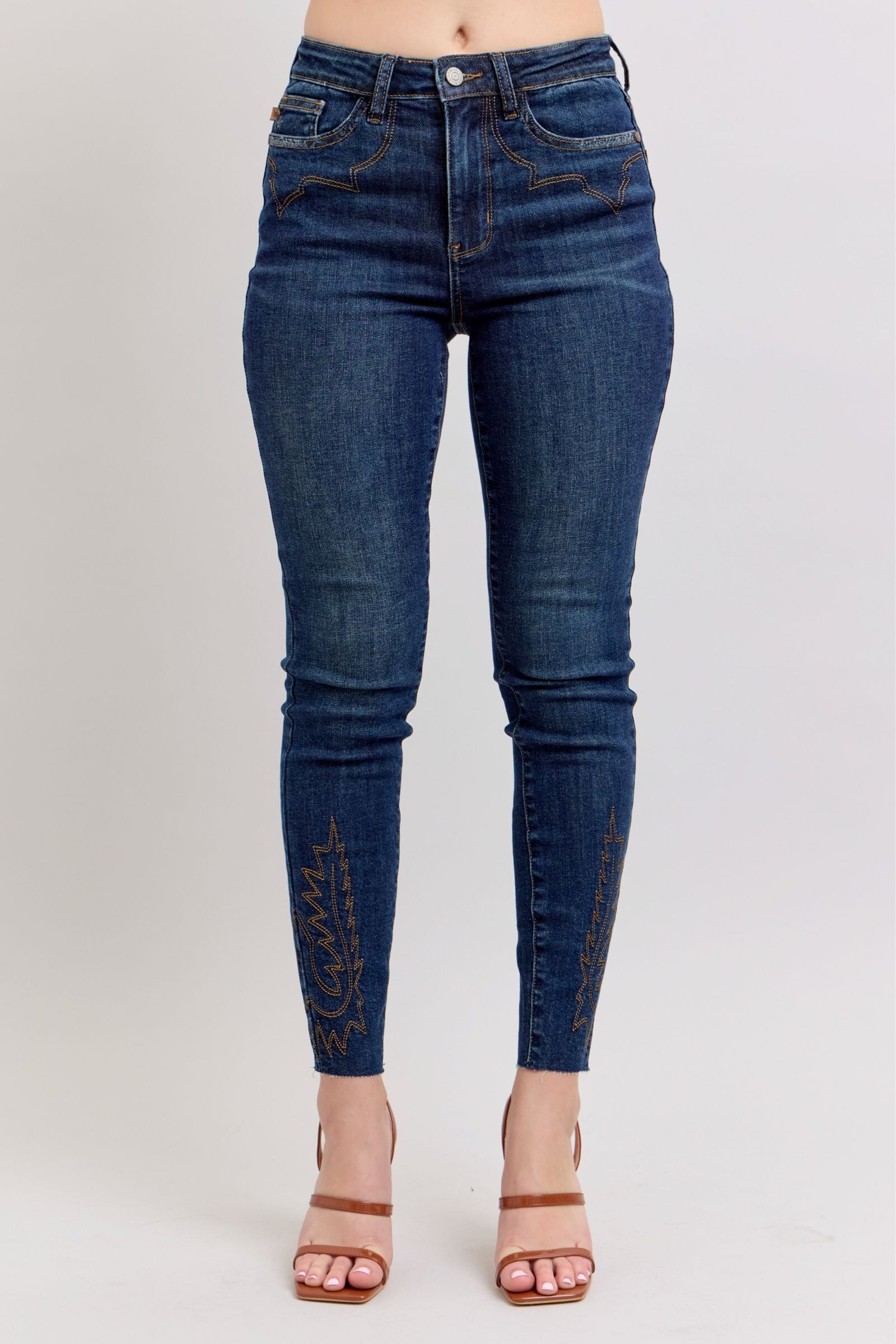 a46fff23-b000-4160-8ef8-98c6fa5e89fd-Max Judy Blue Full Size Embroidered High Rise Skinny Jeans Plus Size - Image 1