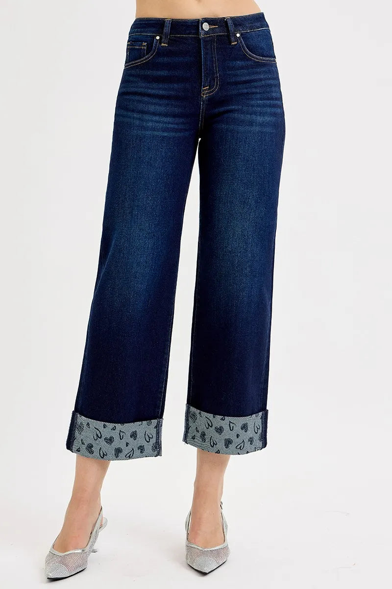 a71d91557b5444ed855e339d807d04bc-Max-Origin RISEN Full Size Mid Rise Fit Crop Wide With Printed Cuff Jeans Plus Size - Image 1
