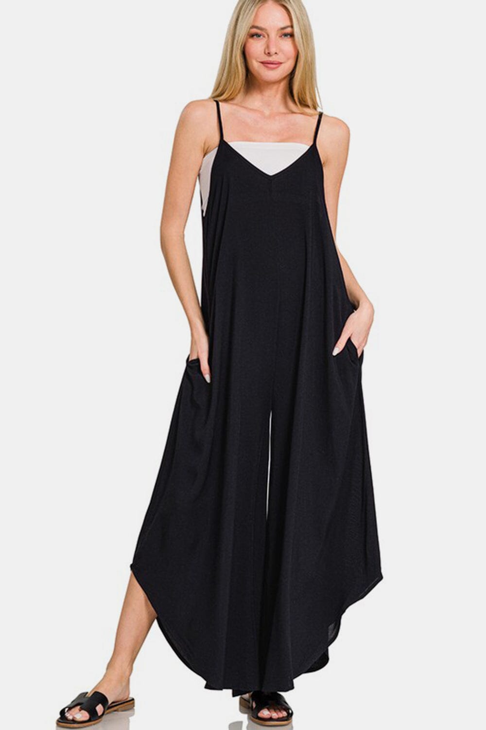 b0dffa3d-a3c9-4095-8a1f-873485998931-Max Zenana Spaghetti Strap Wide Leg Overalls with Pockets - Image 1