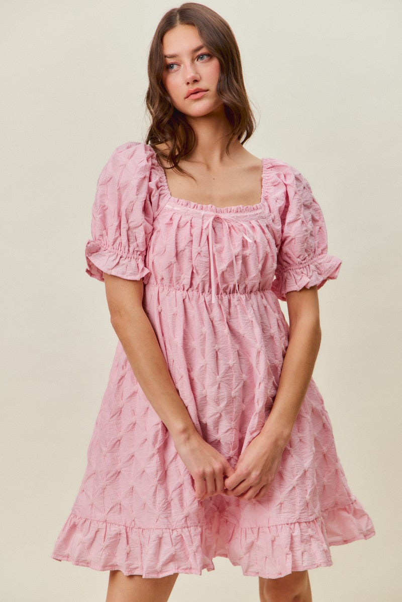 b8ac0364be814932acca17dbc349cbc5-Max SO ME Texture Woven Ruching On Bust Mini Dress - Image 1