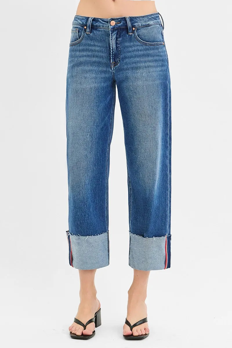 bf5ceef83a4a441da50d08022b7246eb-Max-Origin RISEN Full Size Tummy Control Mid Rise Crop Wide Cuffed Jeans Plus Size - Image 1