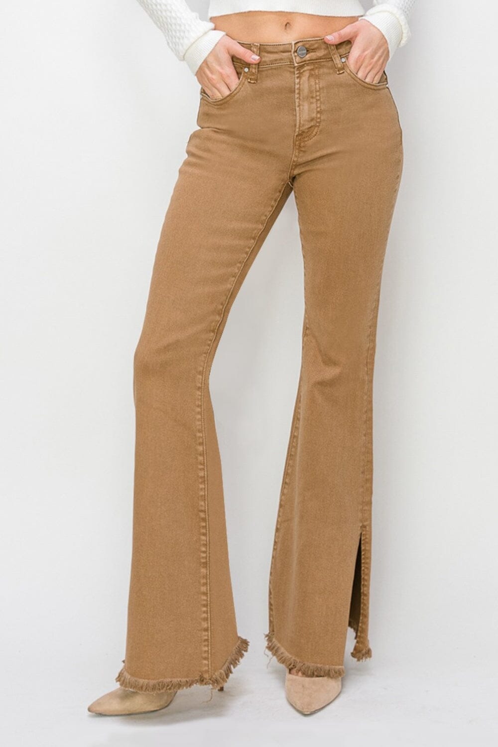 c606cf7f-511a-4b03-96b7-9e4f2c77eddf-Max RISEN Bailey Full Size High Waist Side Slit Flare Jeans - Image 1