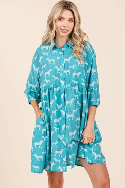 c850347c-37f2-46d2-8ef6-7ef7ce69357a-Min Mittoshop Zebra Print Button Down Shirt Mini Dress - Image 1