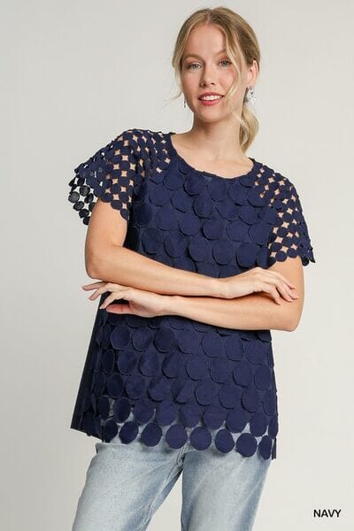 cac8a193-81dc-4cf7-8c8e-154feeb24979-Min Umgee Full Size Mixed Polka Dot Lace Raglan Sleeve Boxy Cut Top Plus Size - Image 1