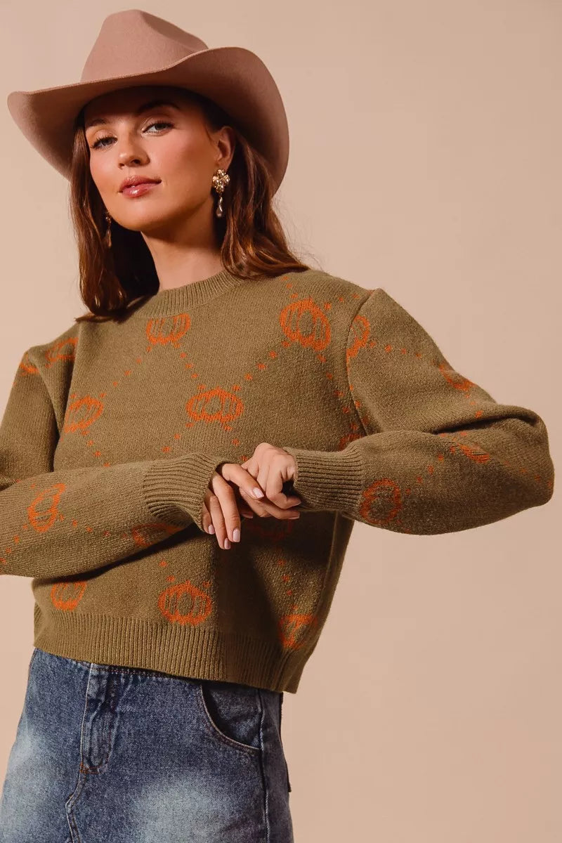cc75f132-b8f3-4ee7-9213-c2a65a62bb3e-Max-Origin SO ME Pumpkin Rhombus Halloween Thanksgiving Sweater - Image 1
