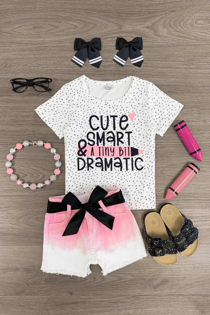 cute-smart-a-tiny-bit-dramatic-denim-short-set-outfit-sparkle-in-pink-29303189602378copy "Cute, Smart & A Tiny Bit Dramatic" Denim Short Set - Image 1
