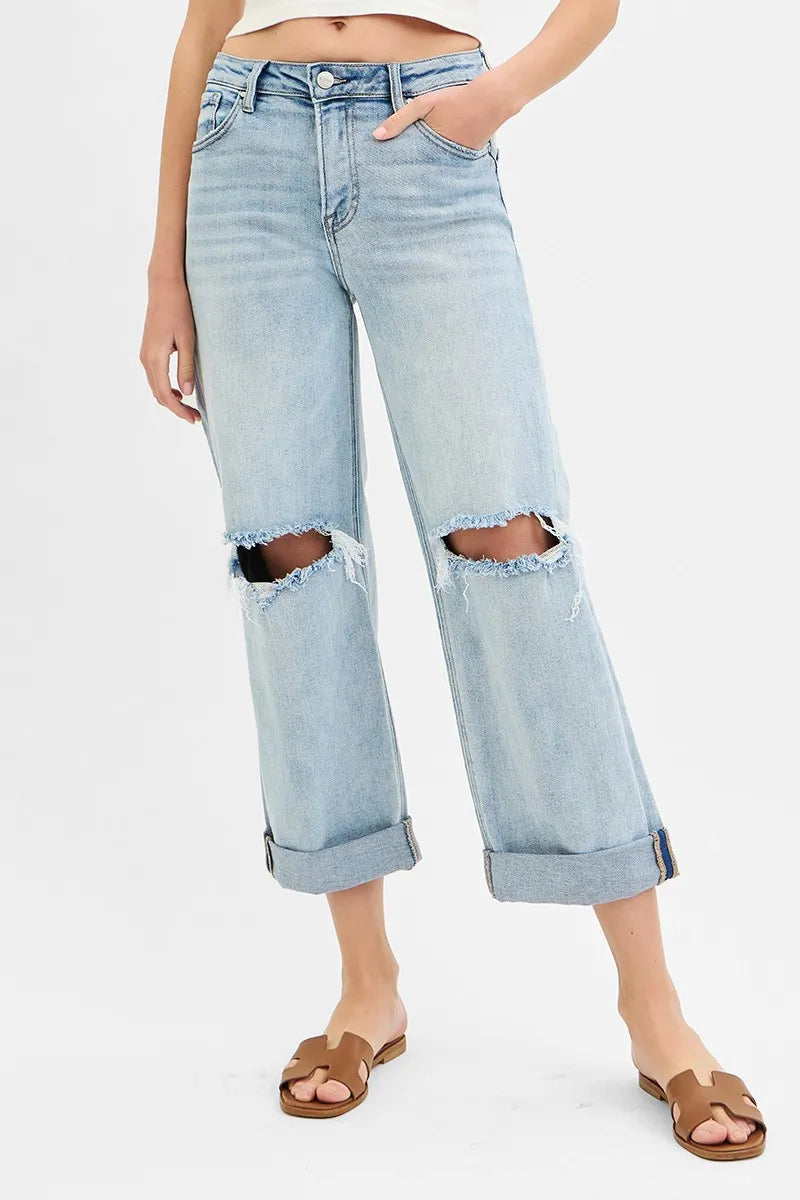 d1a792faa2704cffb2347f6be297c2d5-Max-Origin RISEN Full Size Mid Rise Fit Boyfriend Jeans with Cuff Plus Size - Image 1