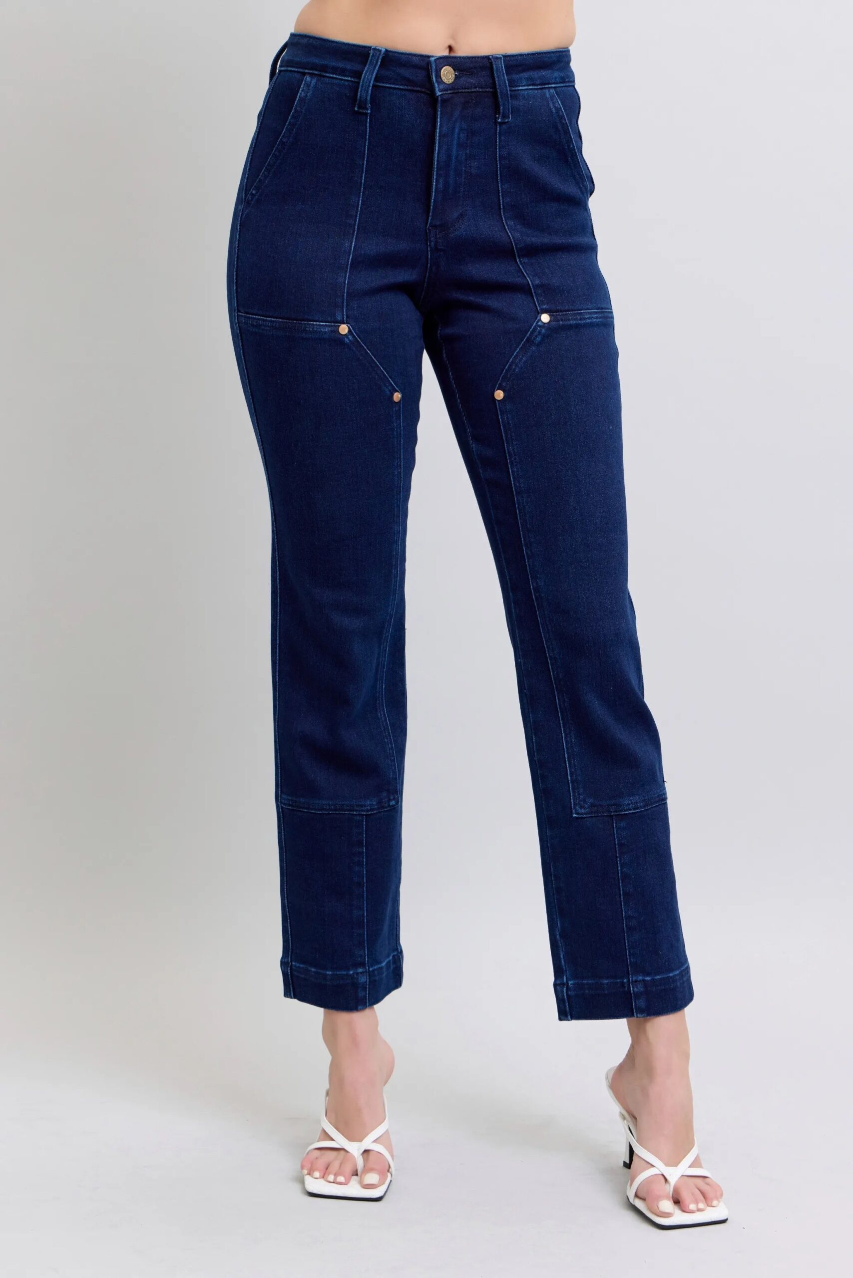 e9e8e8452f954154bb0741f7d9fa4277-Max-Origin Judy Blue Full Size Hw Work Wear Knee Patch Straight Jeans Plus Size - Image 1