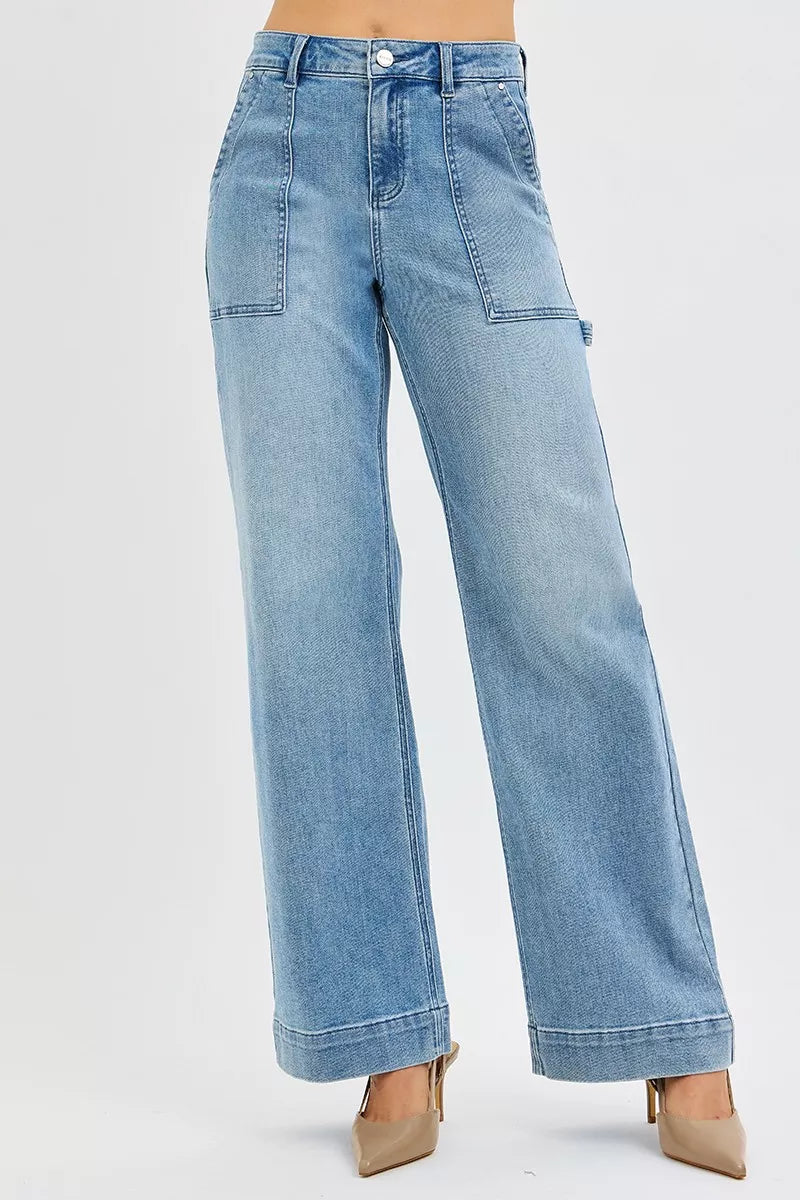 ee2e27ec33d2483f82a0924ad922b7b9-Max-Origin RISEN Full Size High Rise Straight Leg Jeans with Front Pockets Plus Size - Image 1