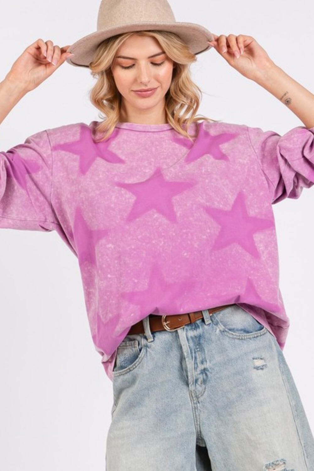 f5ae10d8-25dc-451a-a036-bc51f1c1ee2a-Max SAGE + FIG Mineral Wash Star Pattern T-Shirt - Image 1