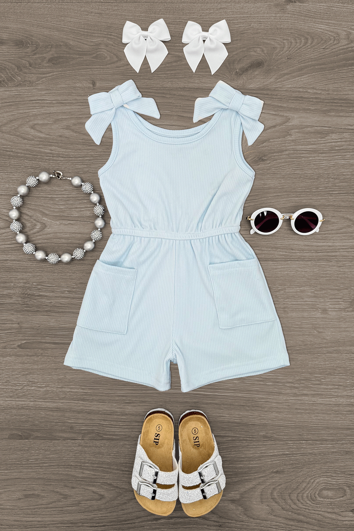 jumpercolors Ribbed Bow Romper - Image 1