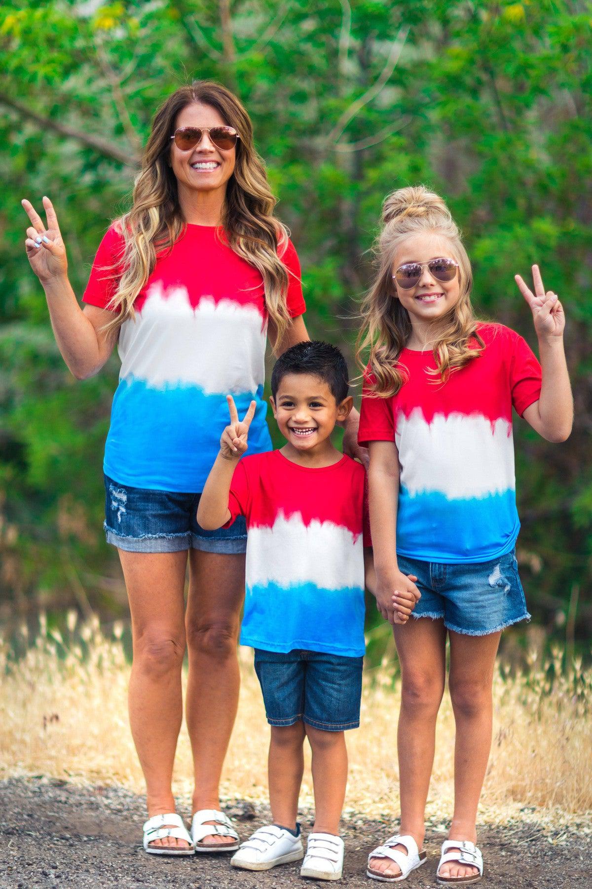 mom-kid-patriotic-firecracker-ombre-top-mom-me-sparkle-in-pink-14682327580746 Mom & Kid - Patriotic Firecracker Ombre Top - Image 1