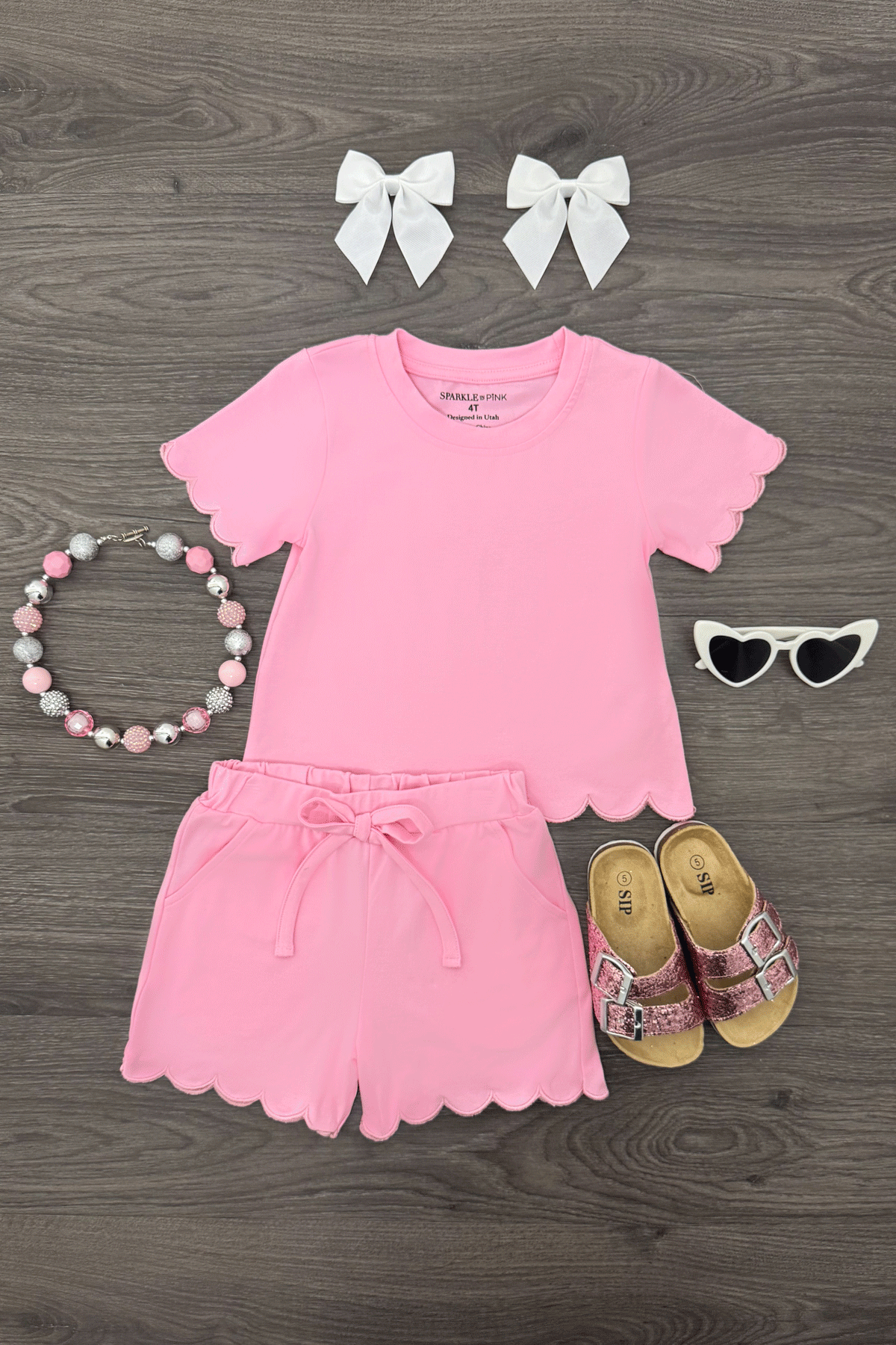 pink-and-yellow Pastel Short Set - Image 1