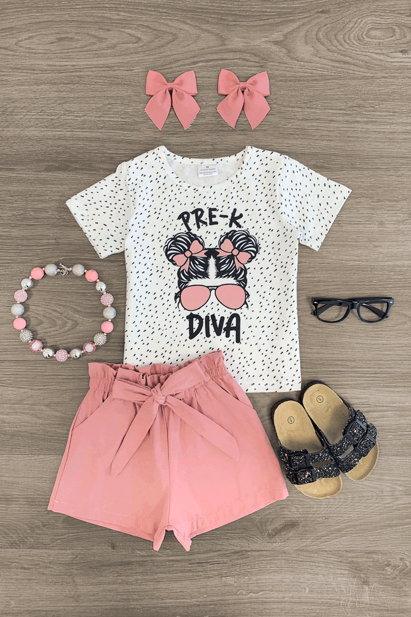 pre-k-5th-grade-diva-blush-short-set-outfit-sparkle-in-pink-29149852008522 "Pre-K - 5th Grade Diva" Blush Short Set - Image 1