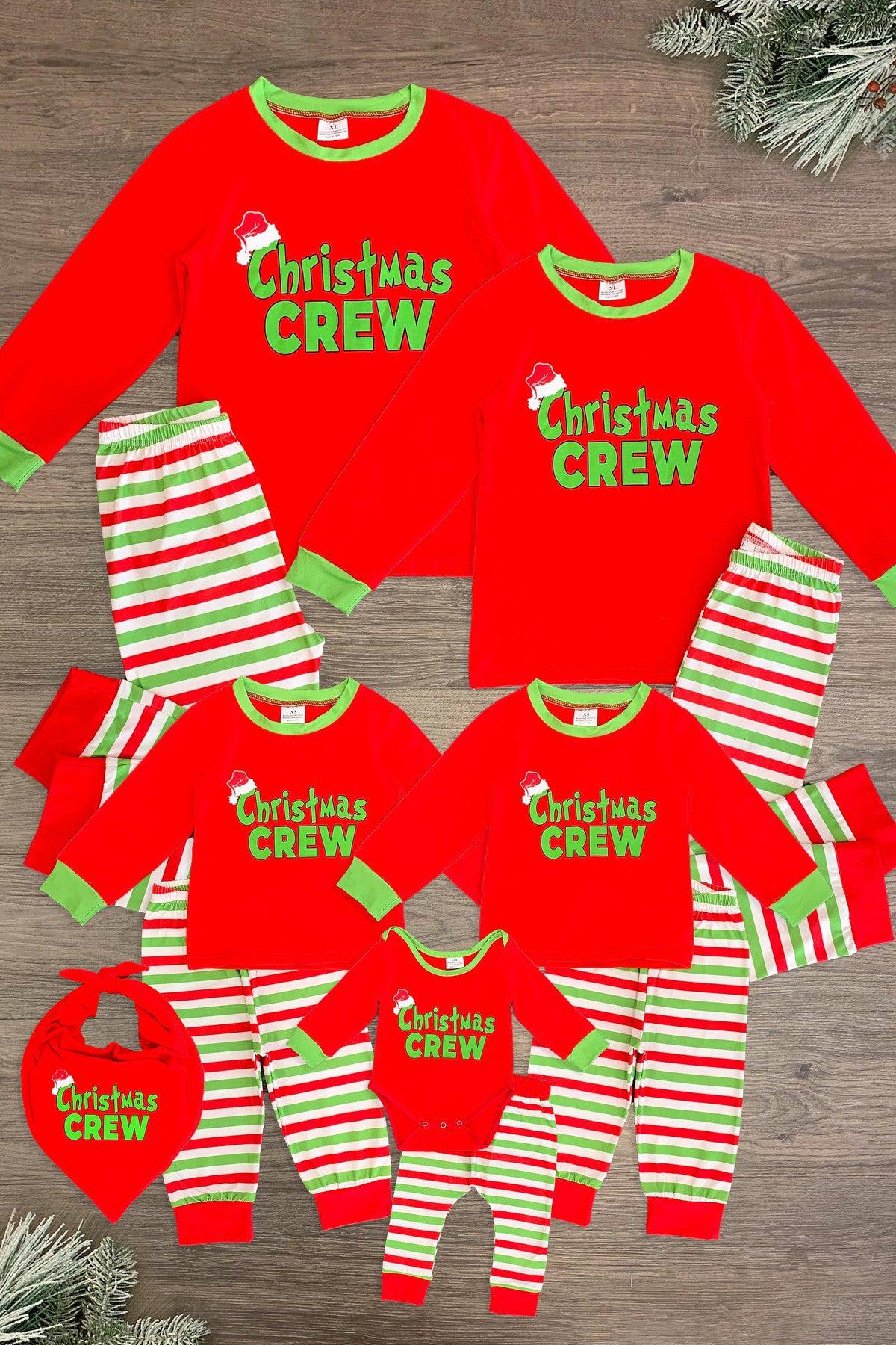 red-green-stripe-christmas-crew-family-pajama-and-pet-bandana-pajamas-sparkle-in-pink-929984 "Christmas Crew" Family Pajama - AND PET BANDANA! - Image 1