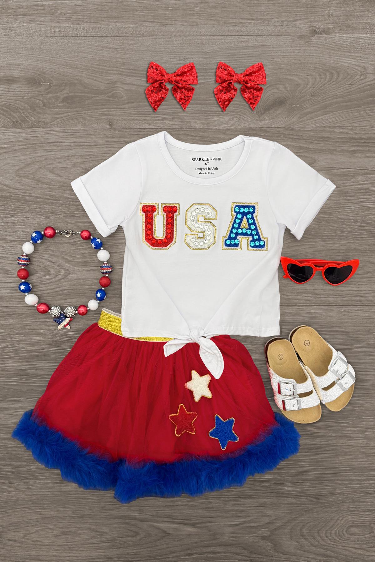 usatutuskirt_5a5aa96e-2961-4a9d-9040-0493e1adce59 "USA" Tutu Skirt Set - Image 1